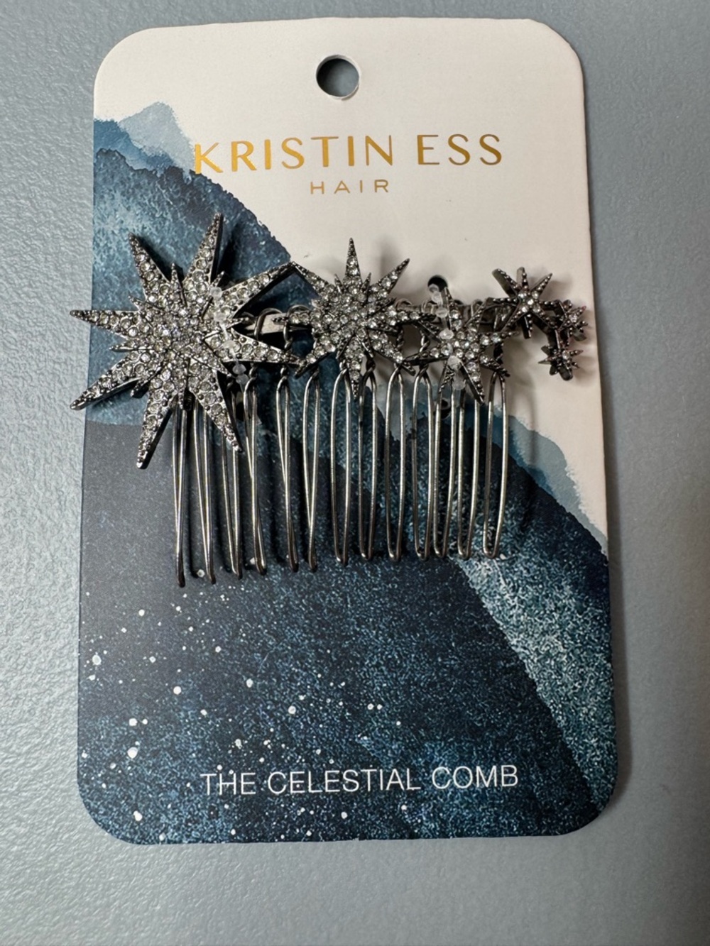 Kristin Ess Celestial Star Hair Comb in vintage Silver astrology zodiac galaxy
